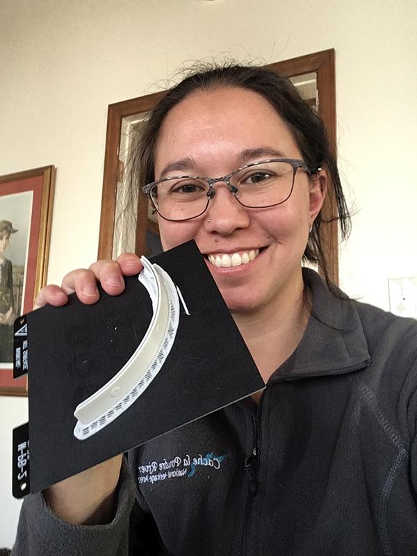 Chelsie Romulo holding the 3D printed piece
